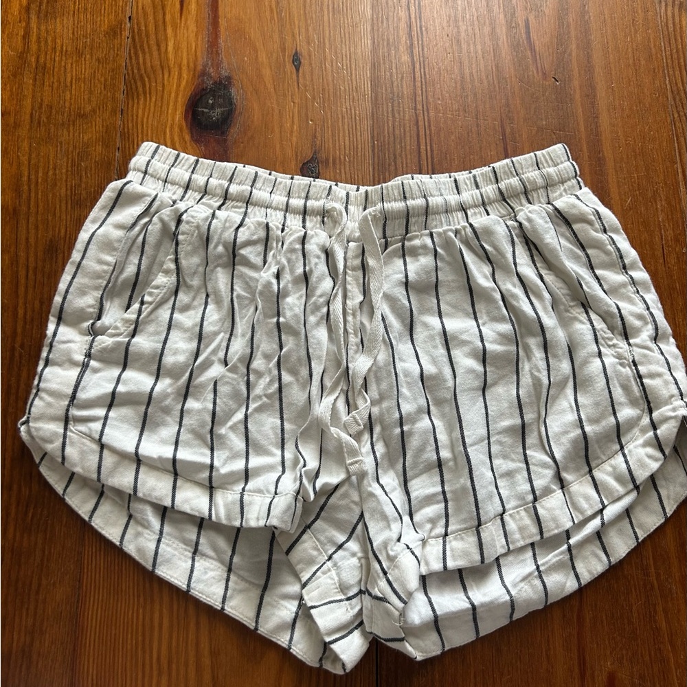 Billabong White and Black Striped Shorts